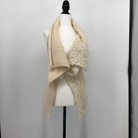 Cecile Bénac Creme Wool Alpaca Polyamide Vest Cardigan Contrast Fuzzy Knit SP - Picture 16 of 16